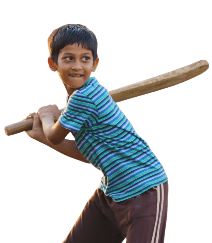 Young cricket player batting
