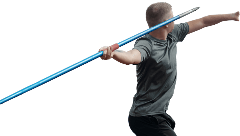 Javelin athlete in flight