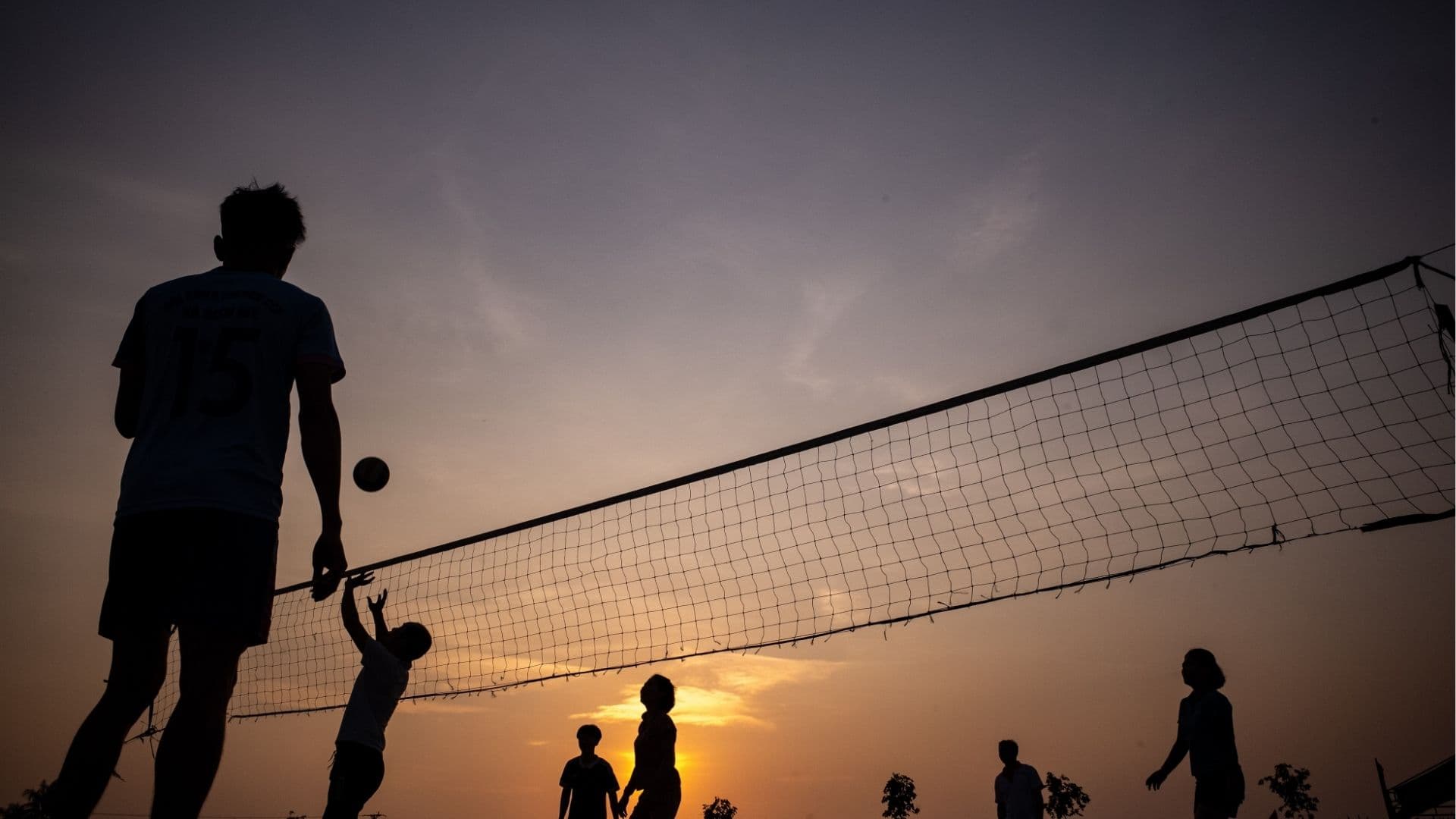 Volleyball at sunset