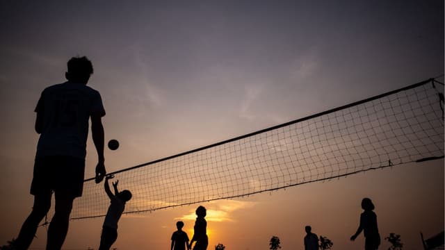 Volleyball at sunset