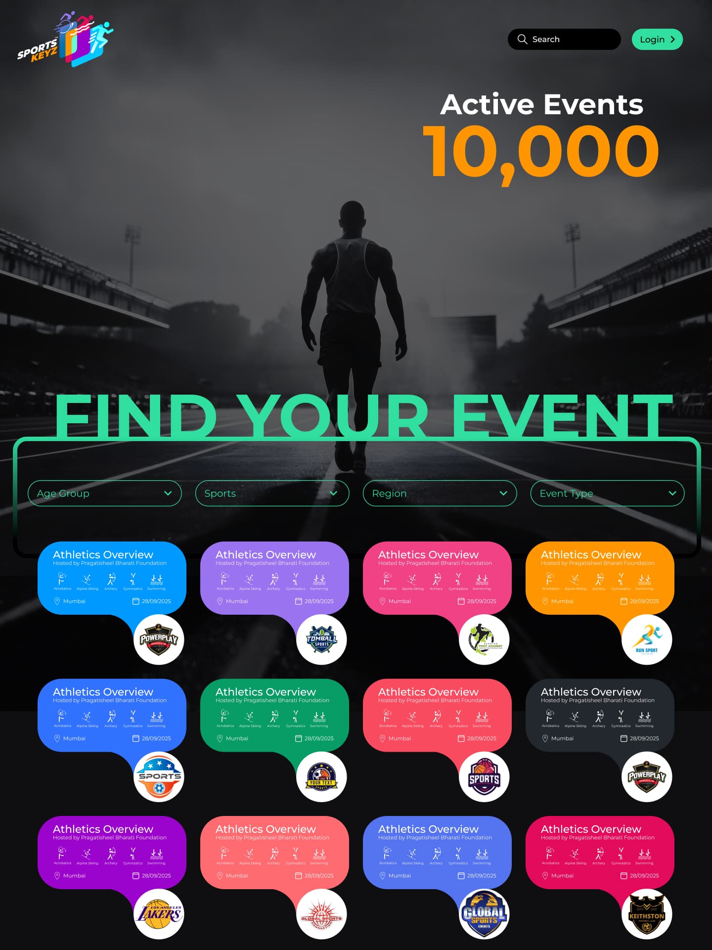 Find Your Event — browse and register without an account